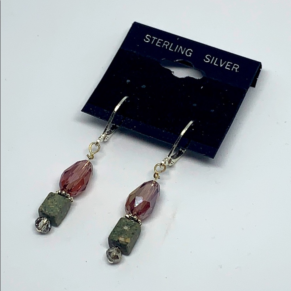 SS lavender crystal & stone earrings